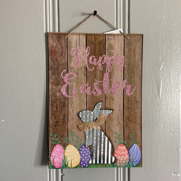2/$20 NWT Stunning Glittered Happy Easter Die Cast Metal Bunny🐇 Decoration Sign - Picture 10 of 15